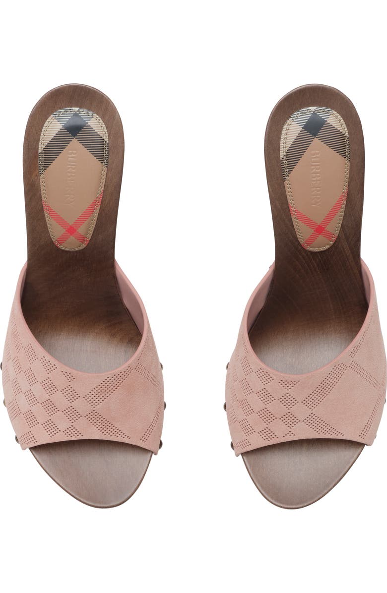 Burberry Check Suede Potter Mules, Alternate, color, Peony Pink