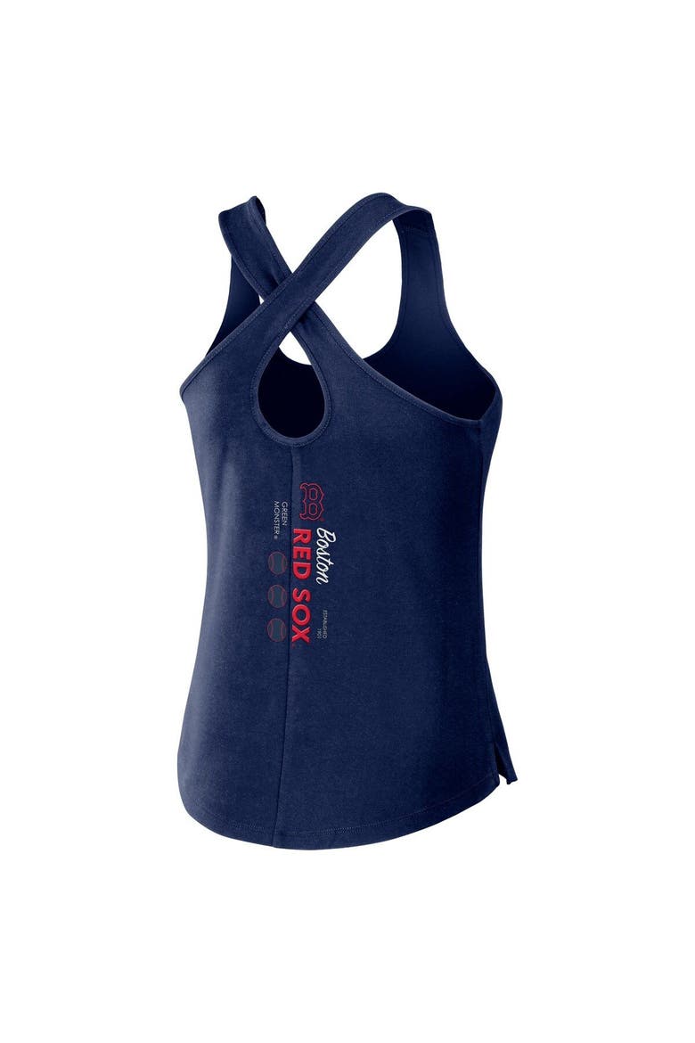 Women's WEAR by Erin Andrews Navy Boston Red Sox Cross Back Tank Top, Alternate, color, Navy