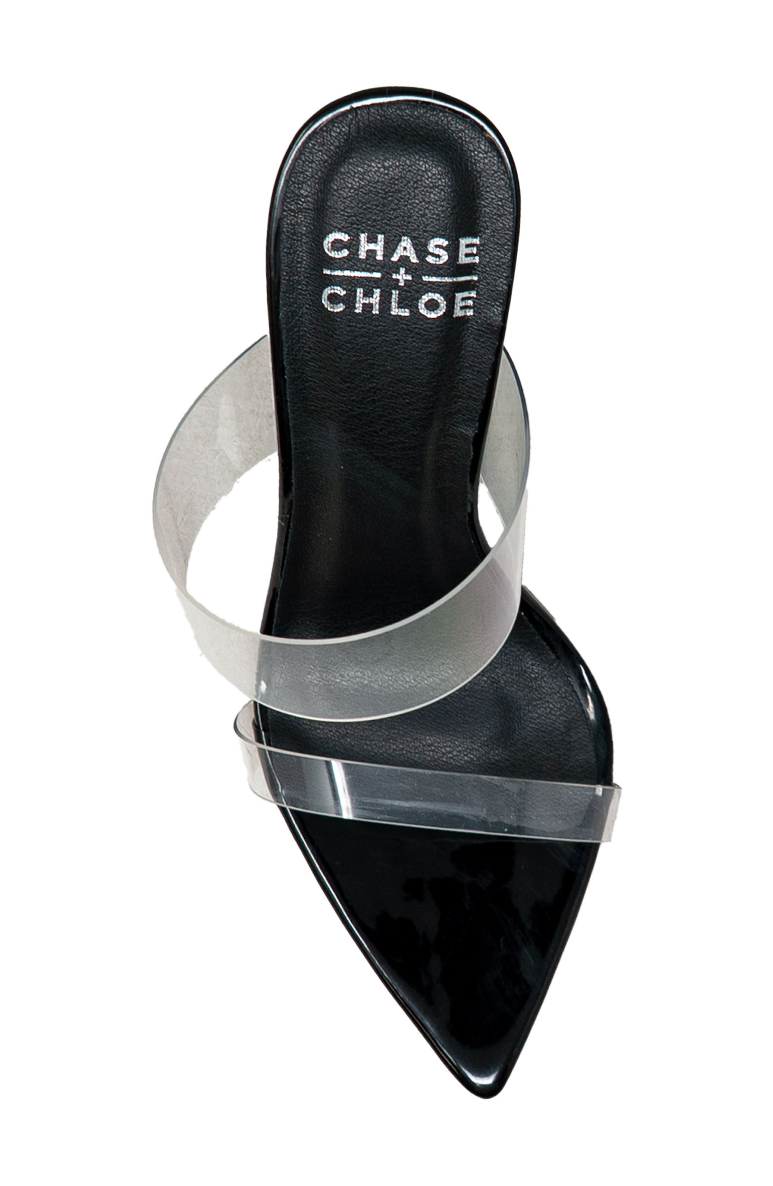 CHASE AND CHLOE Rhinestone Stiletto Mule Sandal, Alternate, color, Black