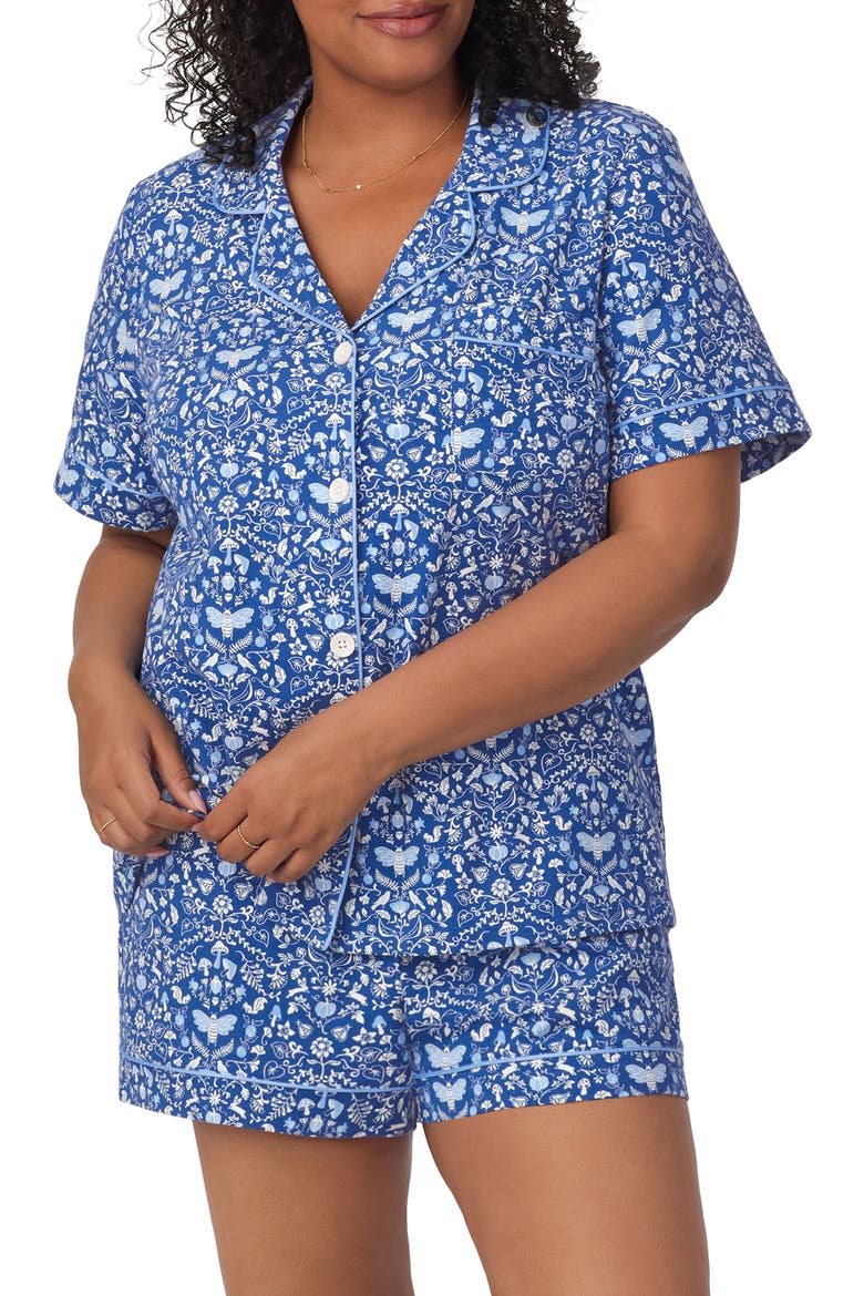 Print Organic Cotton Jersey Short Pajamas, Alternate, color, THROUGH THE WOODS