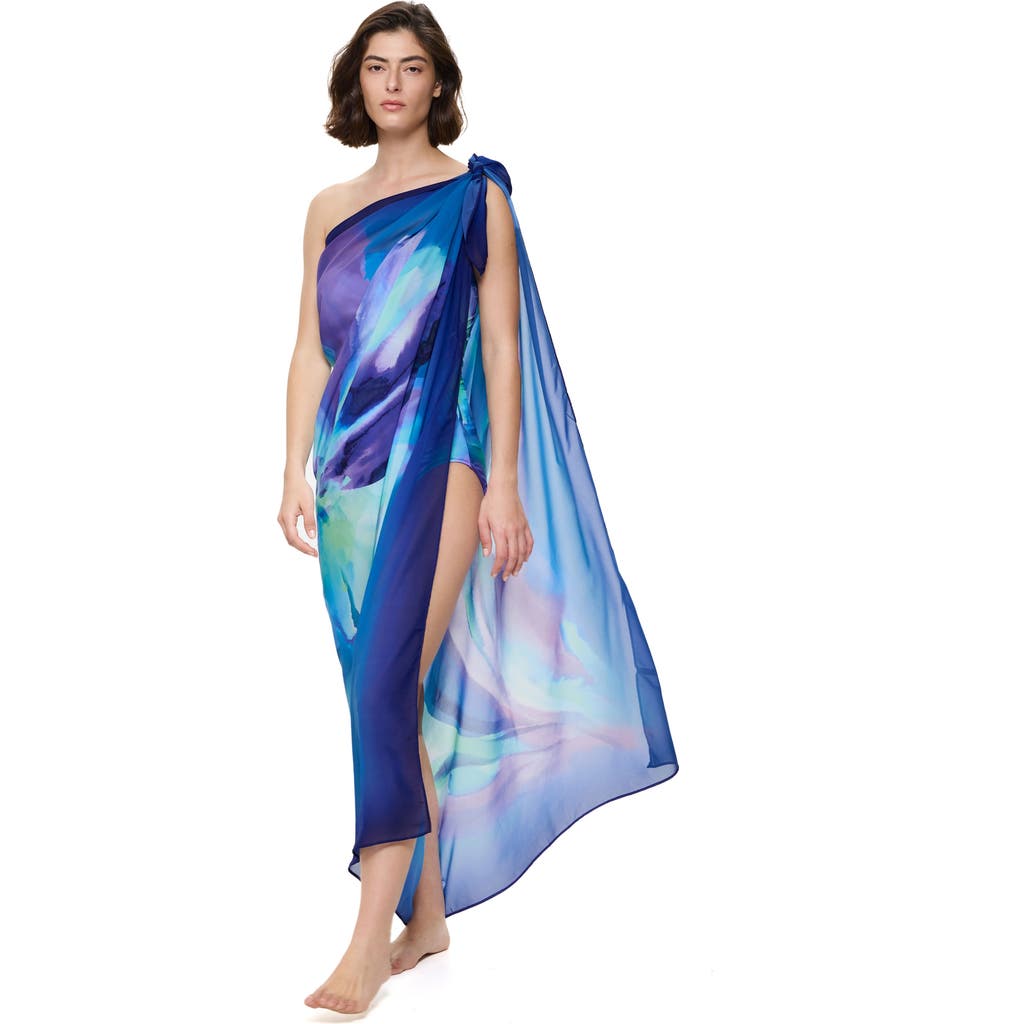 Gottex Floral Rhythm Pareo In Blue-multi