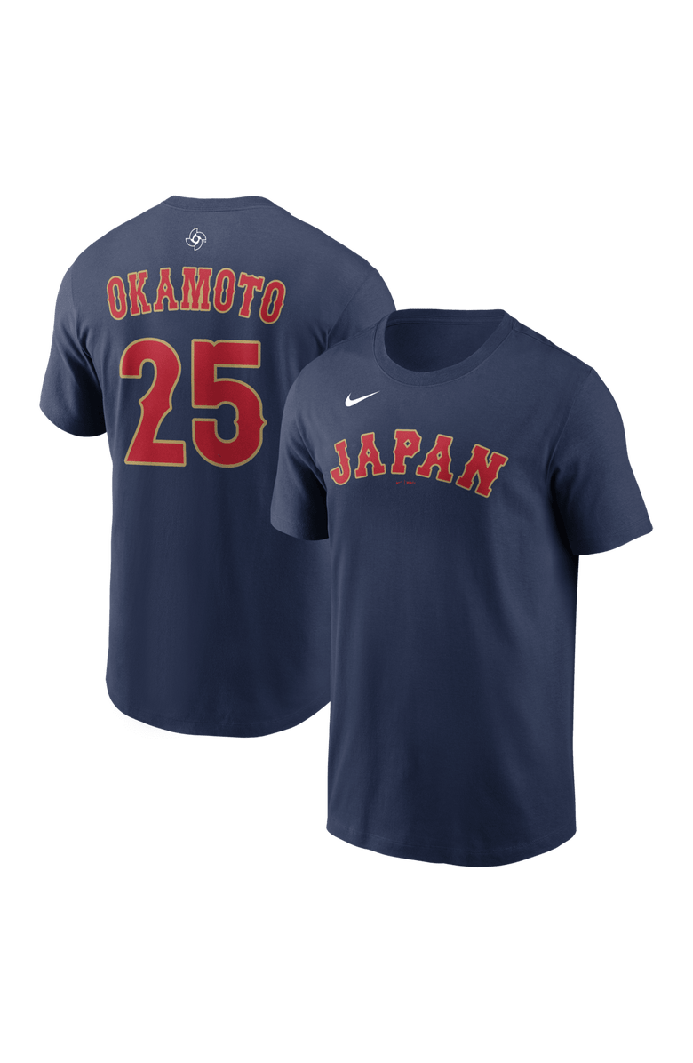 Nike Men's Nike Kazuma Okamoto Navy Japan Baseball 2026 World Baseball Classic Name & Number T-Shirt, Main, color, Navy
