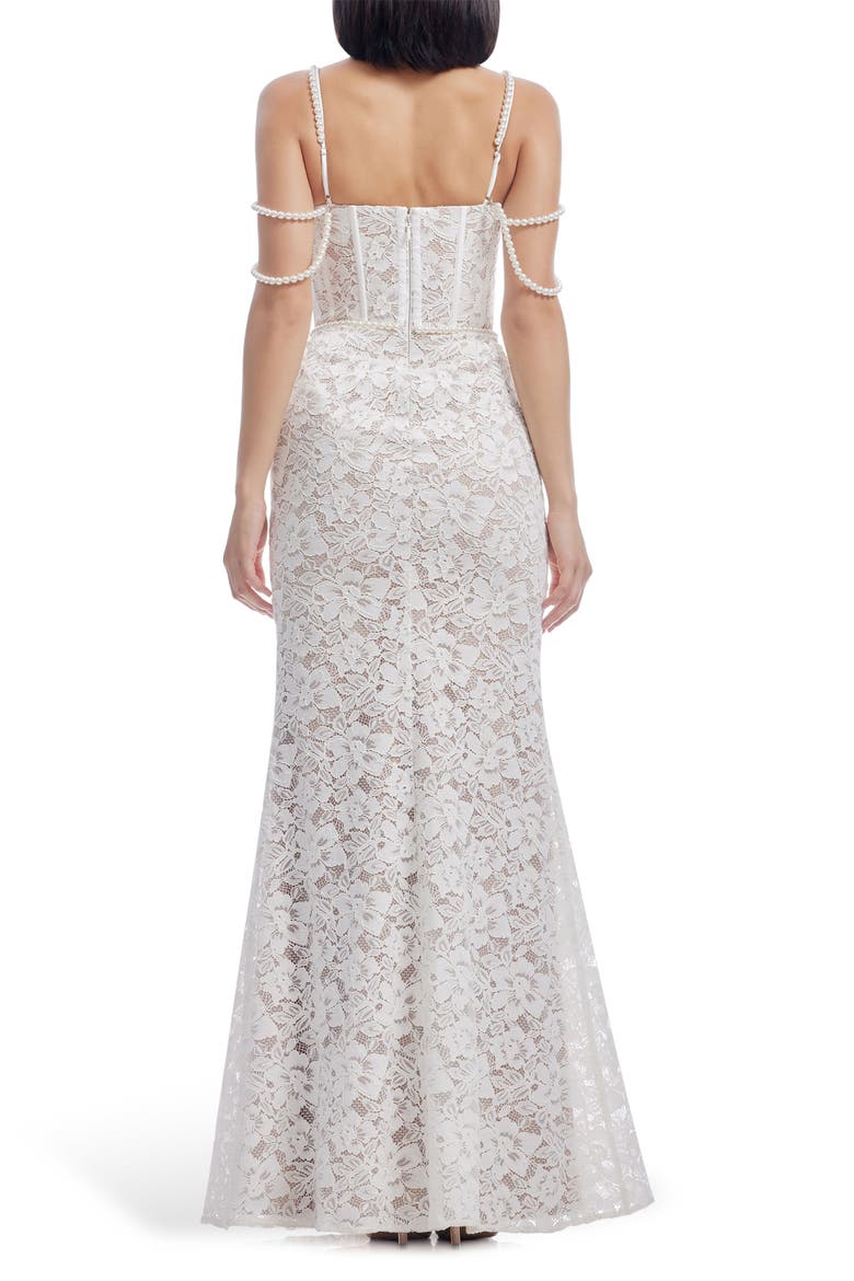 Antoinette Faux Pearl Lace Mermaid Gown, Alternate, color, WHITE-BEIGE