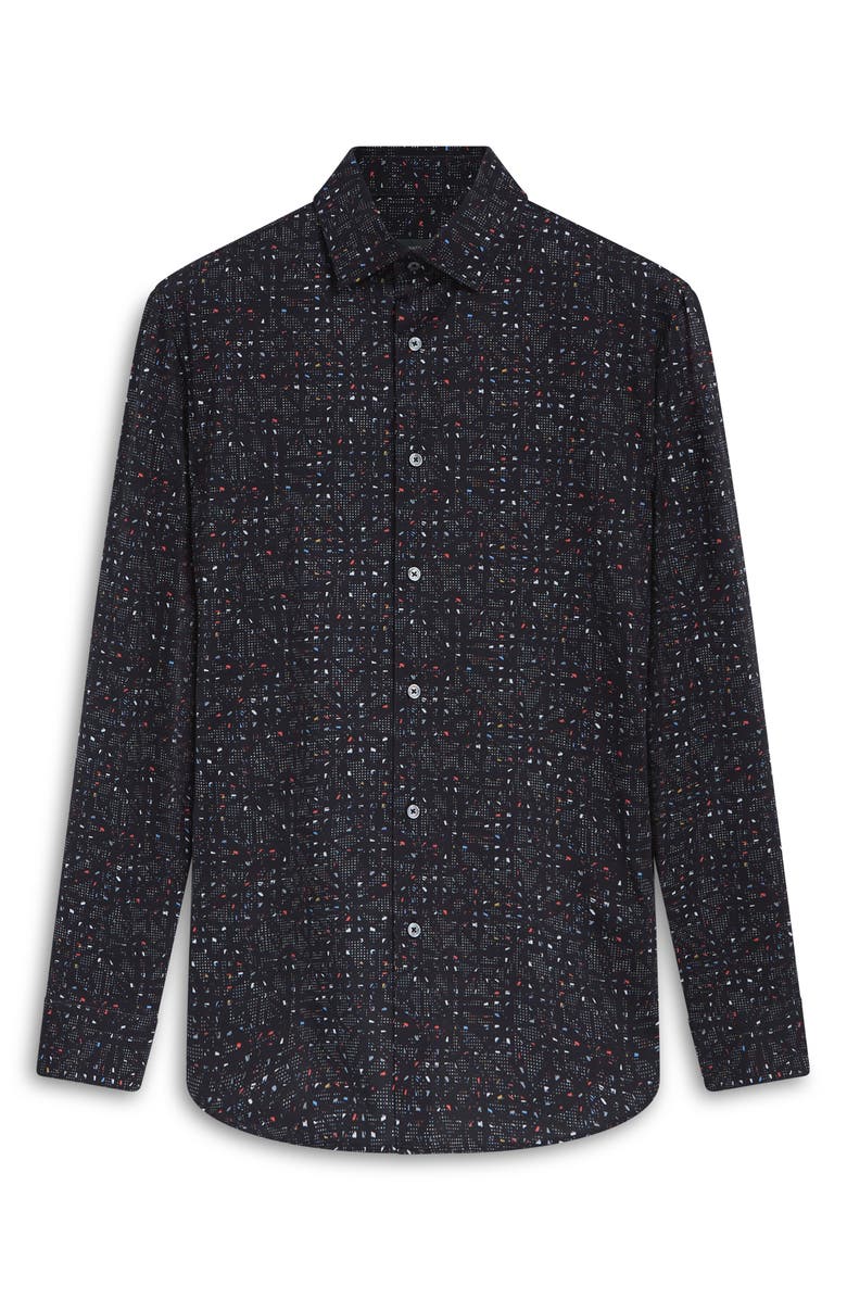 Bugatchi James OoohCotton<sup>®</sup> Abstract Print Button-Up Shirt, Alternate, color, Black