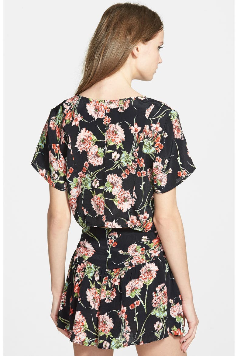 Floral Crop Top, Alternate, color, BLACK/ PINK