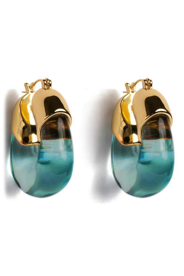 Resin Huggie Hoop Earrings, Main, color, TURQUOISE