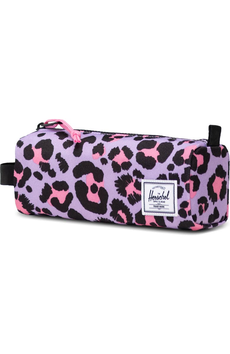 Herschel Supply Co. Settlement Pencil Case, Alternate, color, Scribble Leopard Sachet Pink