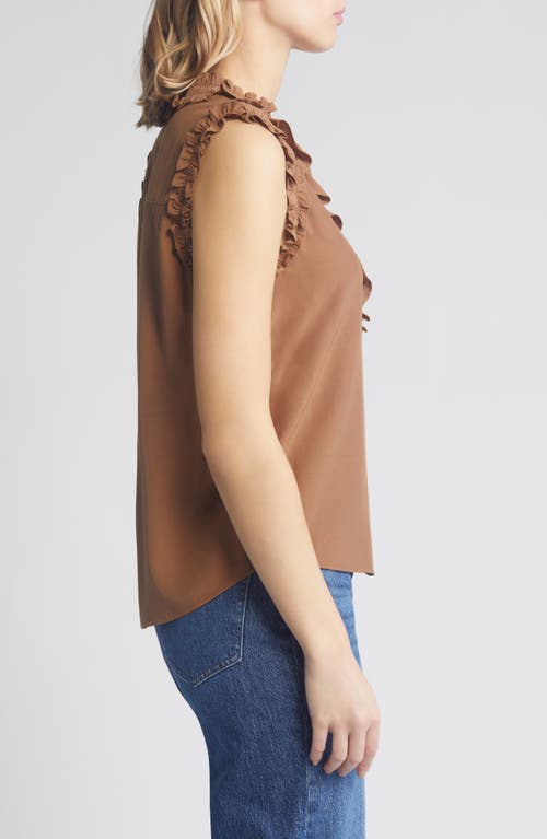 Wit & Wisdom Ruffle Edge Sleeveless Top In Nutmeg