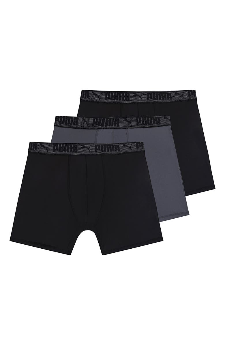 PUMA 3-Pack Flex Training Boxer Briefs, Alternate, color, Black Grey