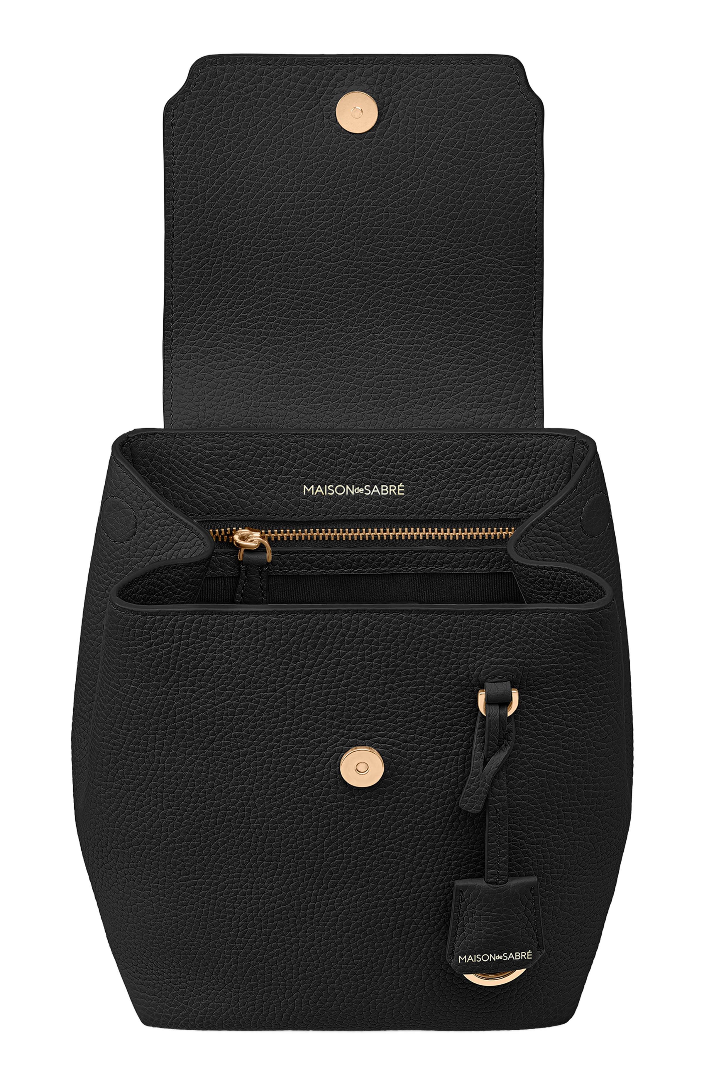 Mini Soft Leather Backpack, Alternate, color, Black Caviar