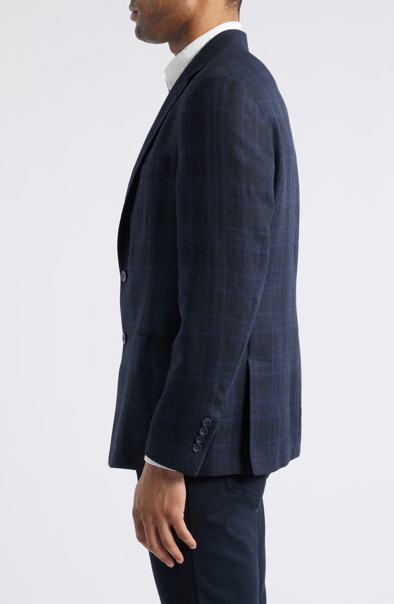 Vince Iker Regular Fit Plaid Linen & Wool Sport Coat, Alternate, color, Blue/ Black