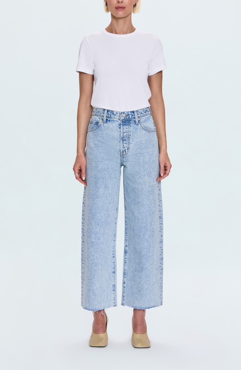 Pistola Tate Raw Hem High Waist Ankle Bowed Wide Leg Jeans, Alternate, color, Modena