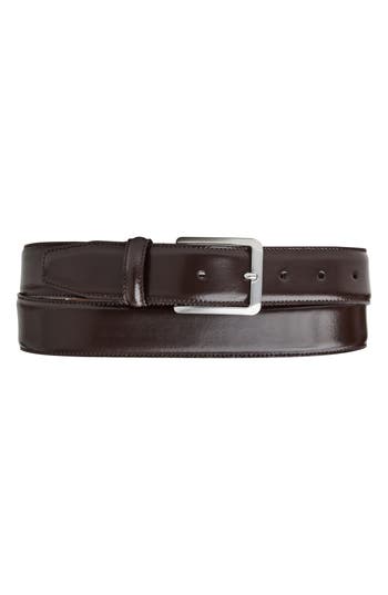 Bruno Magli Dante Leather Belt In Dark Brown