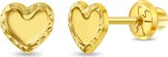 In Season Jewelry 14k Braided Edge Heart Girl Earrings