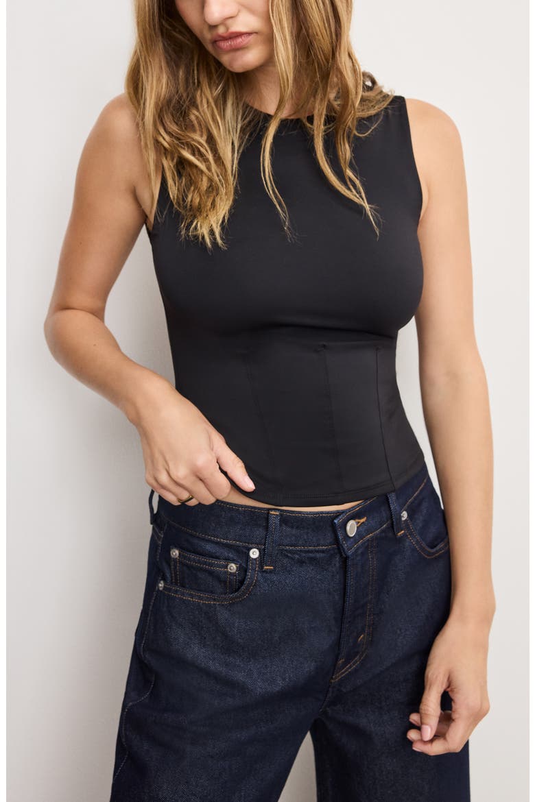 Weightless Corset Tank Top, Main, color, BLACK001