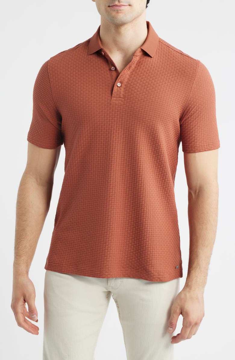 Johnston & Murphy Tilson Textured Performance Polo, Main, color, Terracotta