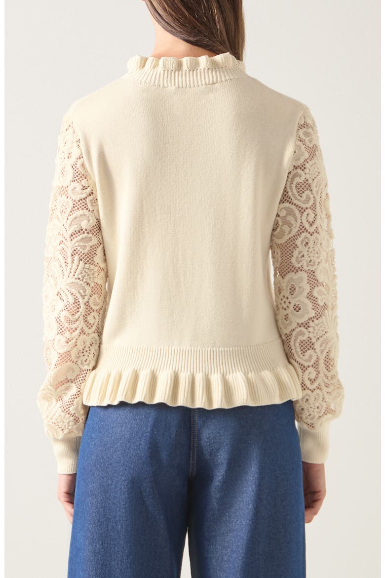 Viv Frill Lace Inset Sweater, Alternate, color, ECRU