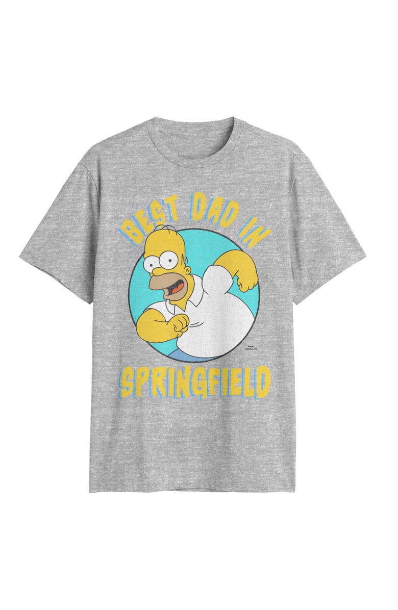 The Simpsons Men's The Simpsons Homer Best Dad In Springfield Graphic T-Shirt, Main, color, Sport Grey