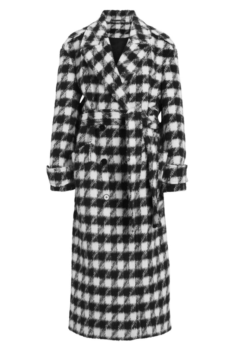 Haithe Check Coat, Alternate, color, BLACK/WHITE