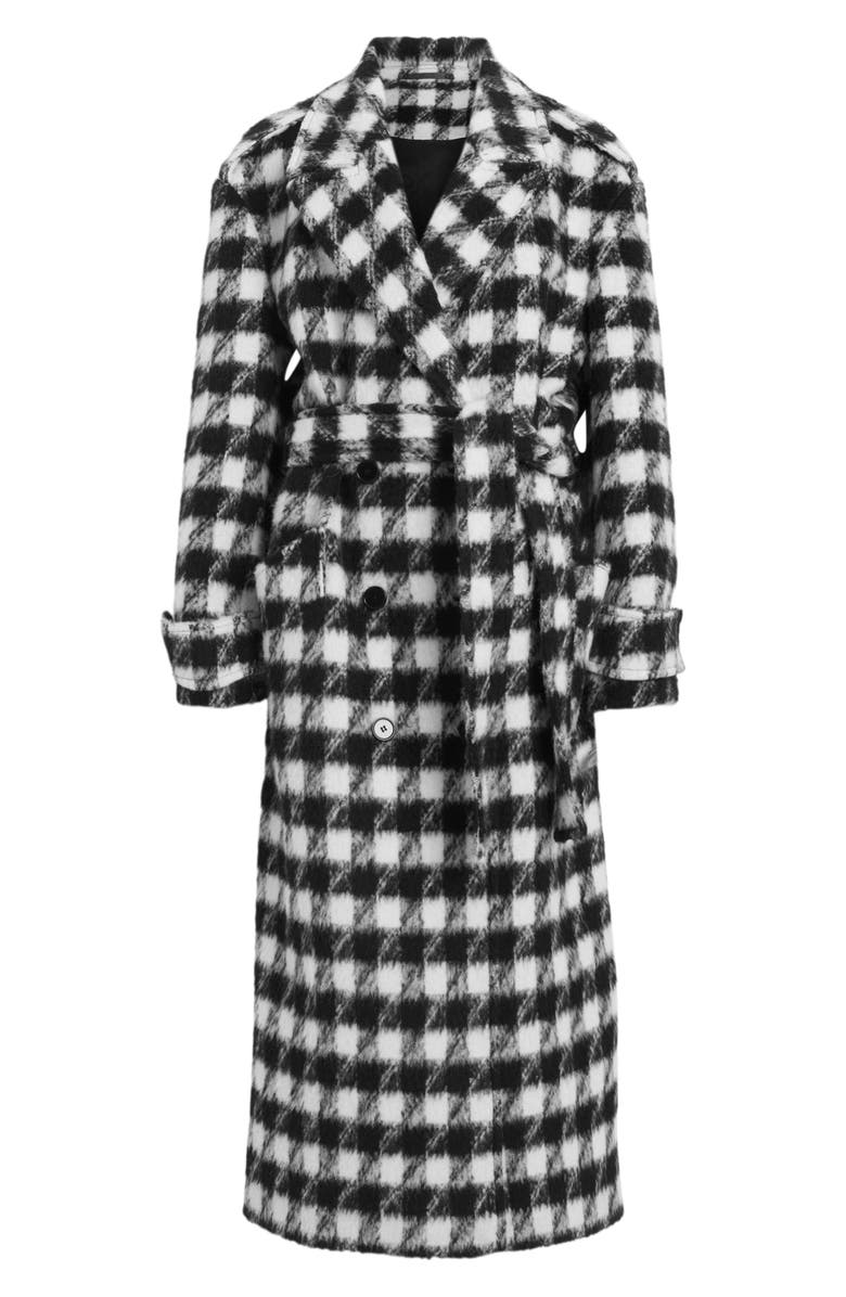 AllSaints Haithe Check Coat, Alternate, color, Black/ White