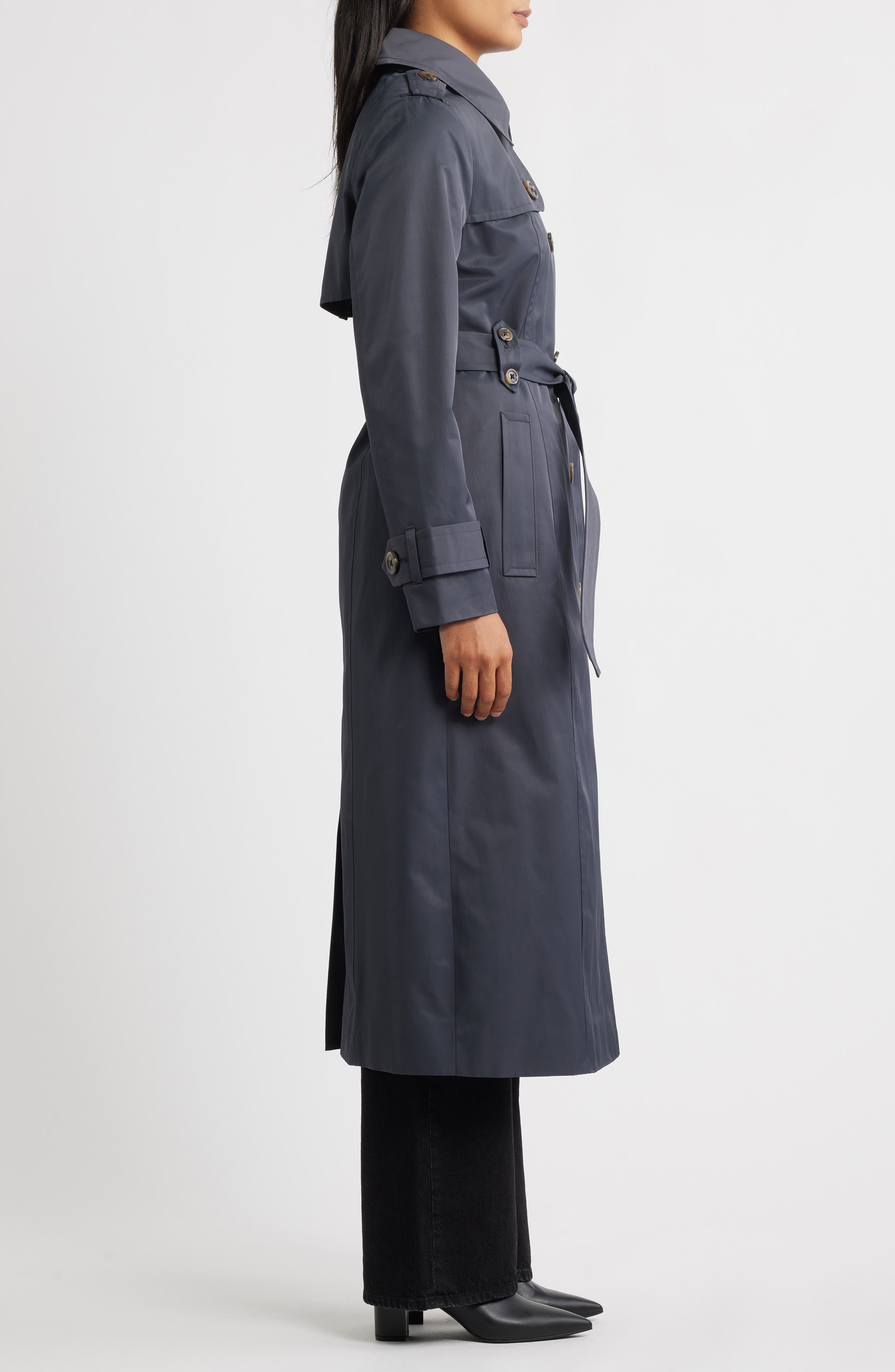 London Fog Hooded Single Breasted Maxi Trench Coat (Women) | Nordstrom
