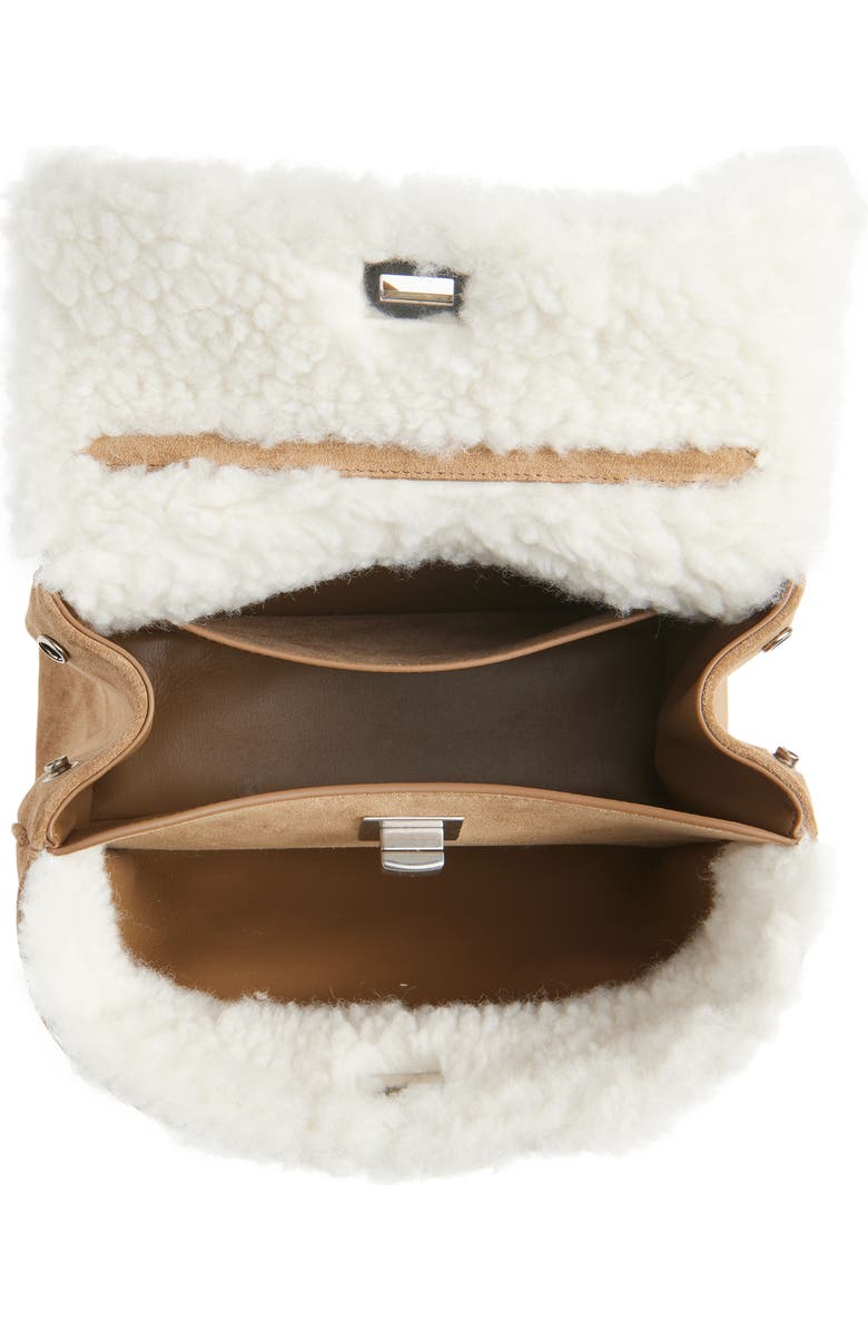 Balenciaga Mini Rodeo Suede & Fleece Top Handle Bag, Alternate, color, 2590 Noce/ White