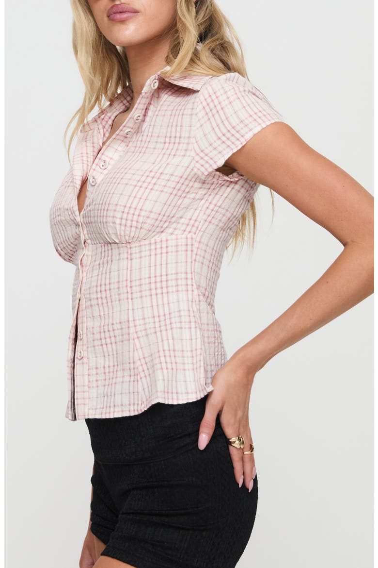 Check Button-Up Shirt, Alternate, color, PINK CHECK