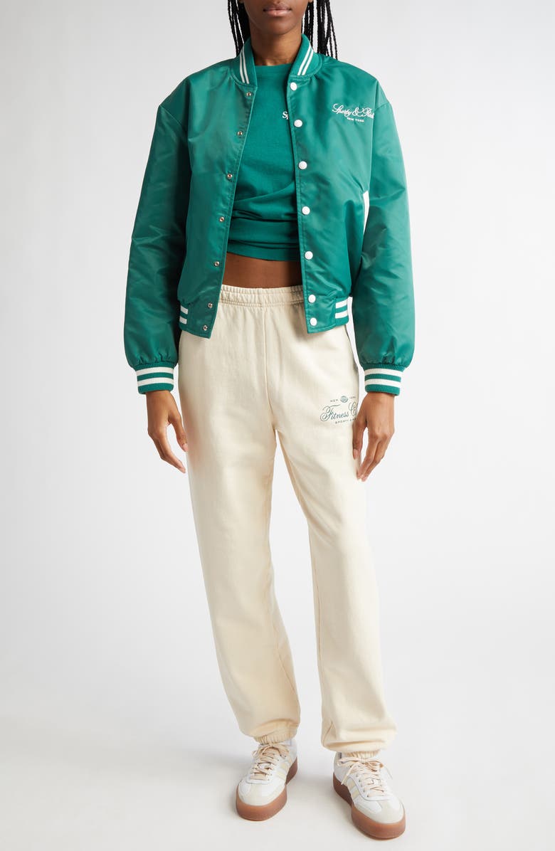 Sporty & Rich Wellness Nylon Varsity Jacket, Alternate, color, 