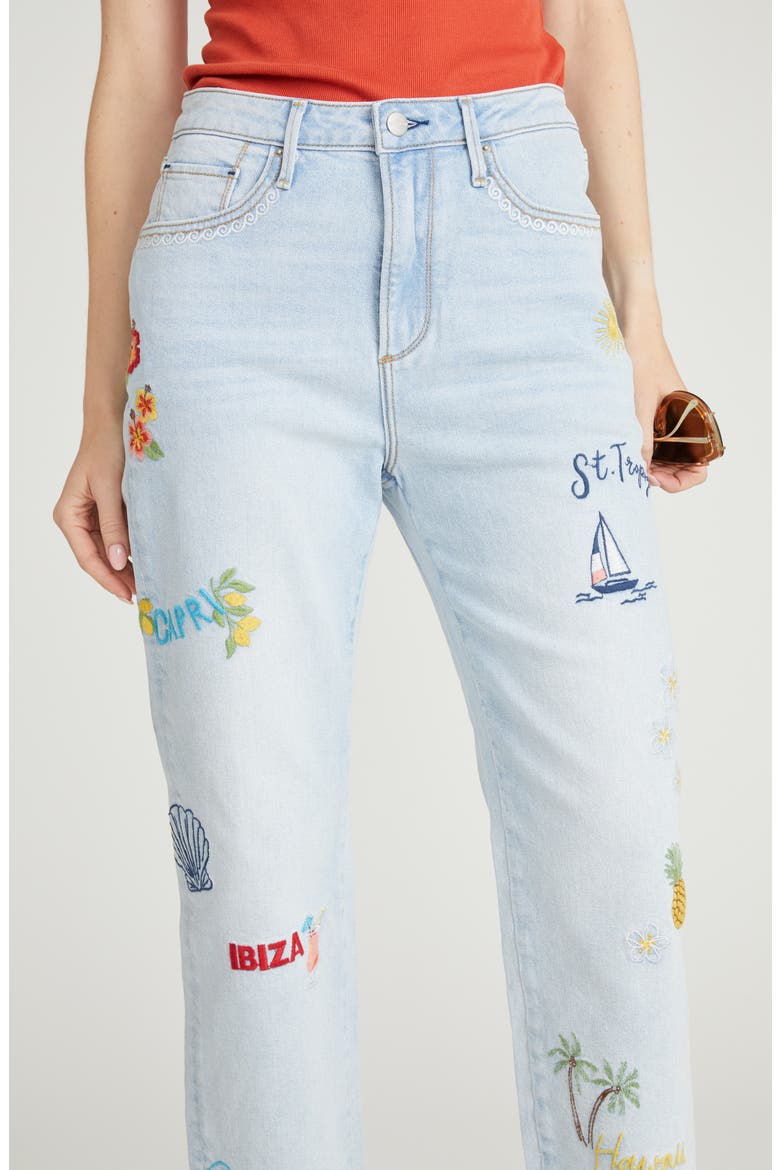 Royce Destination Doodle Straight Leg Jeans, Alternate, color, LIGHT WASH