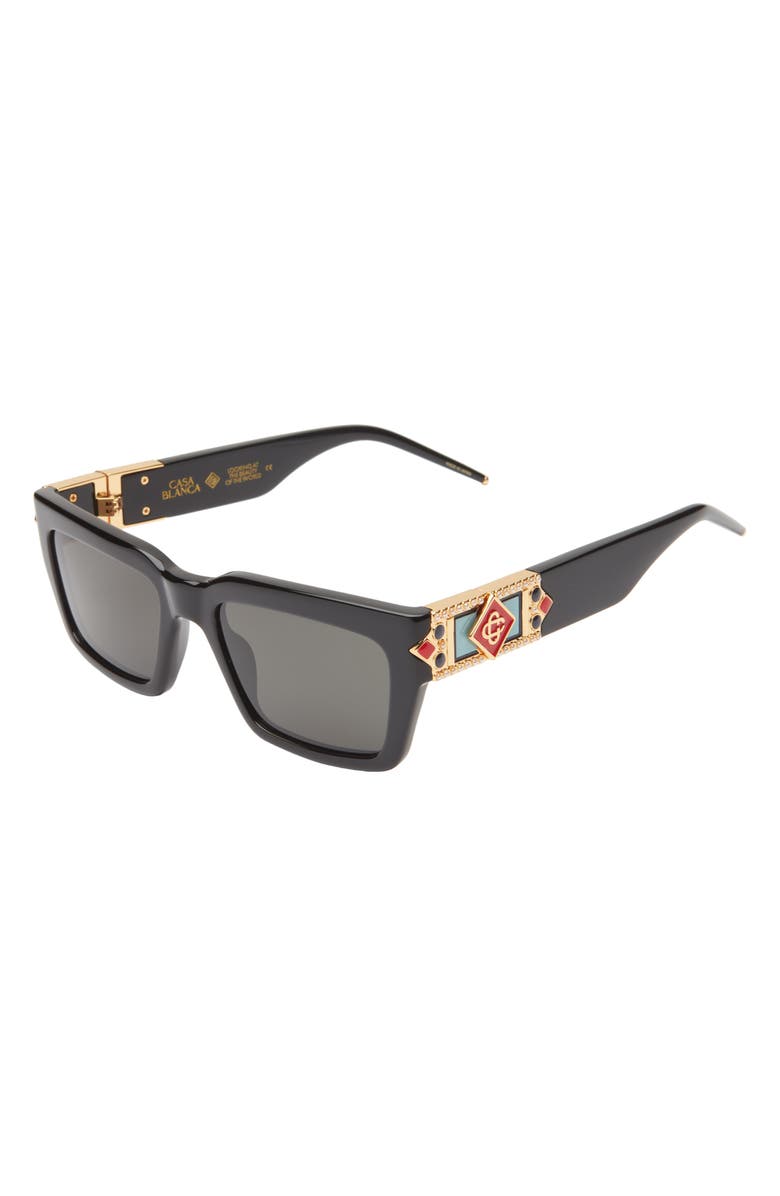 Casablanca Monogram Square Sunglasses, Alternate, color, Black
