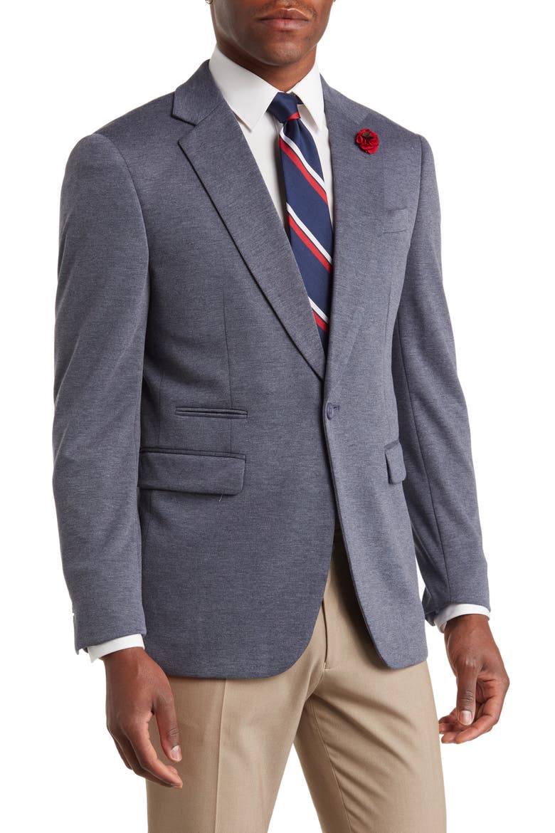Super Stretch Cotton Blend Blazer, Main, color, NAVY