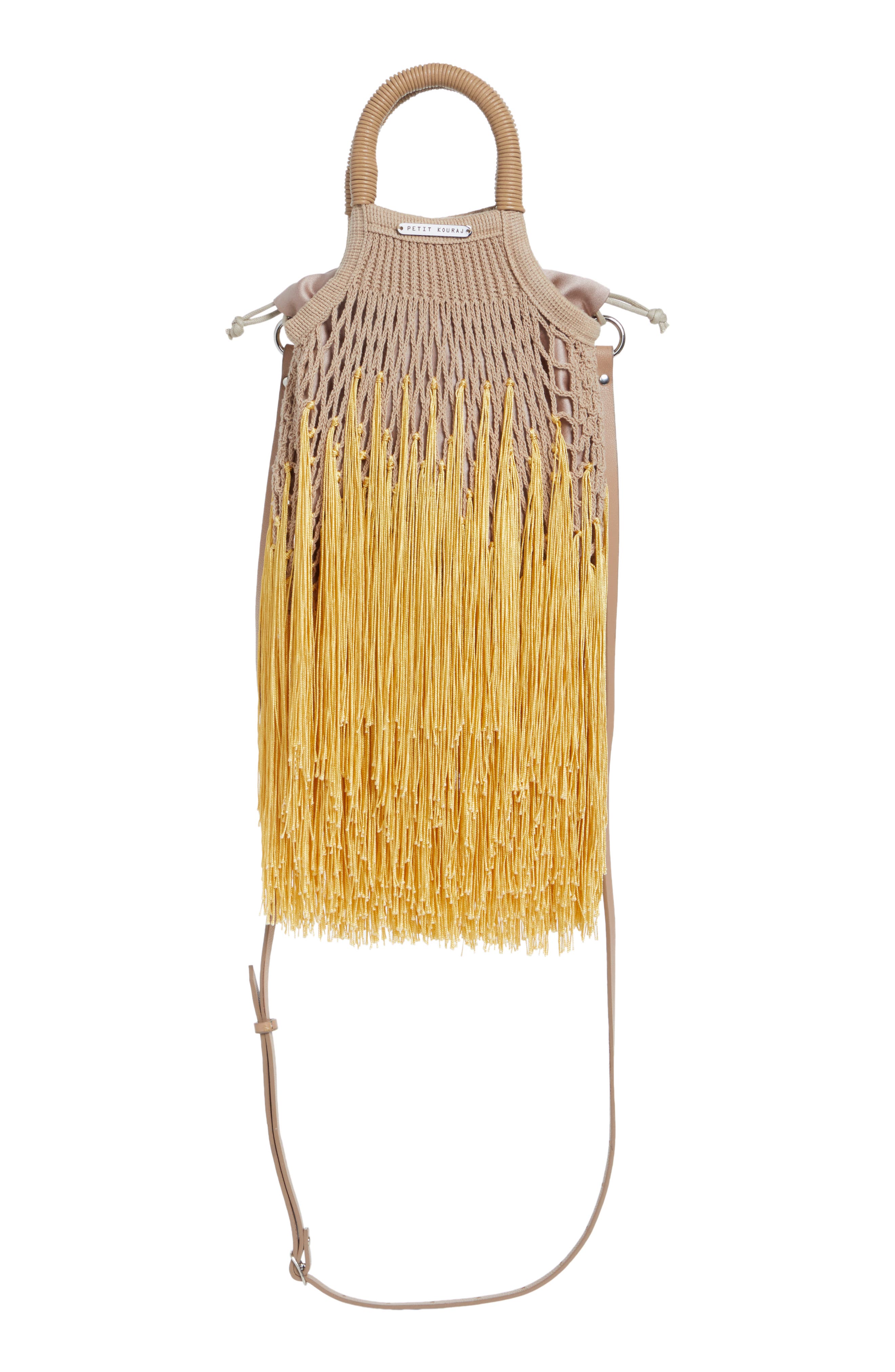 Mini Fringe Top Handle Bag, Alternate, color, SYRUP