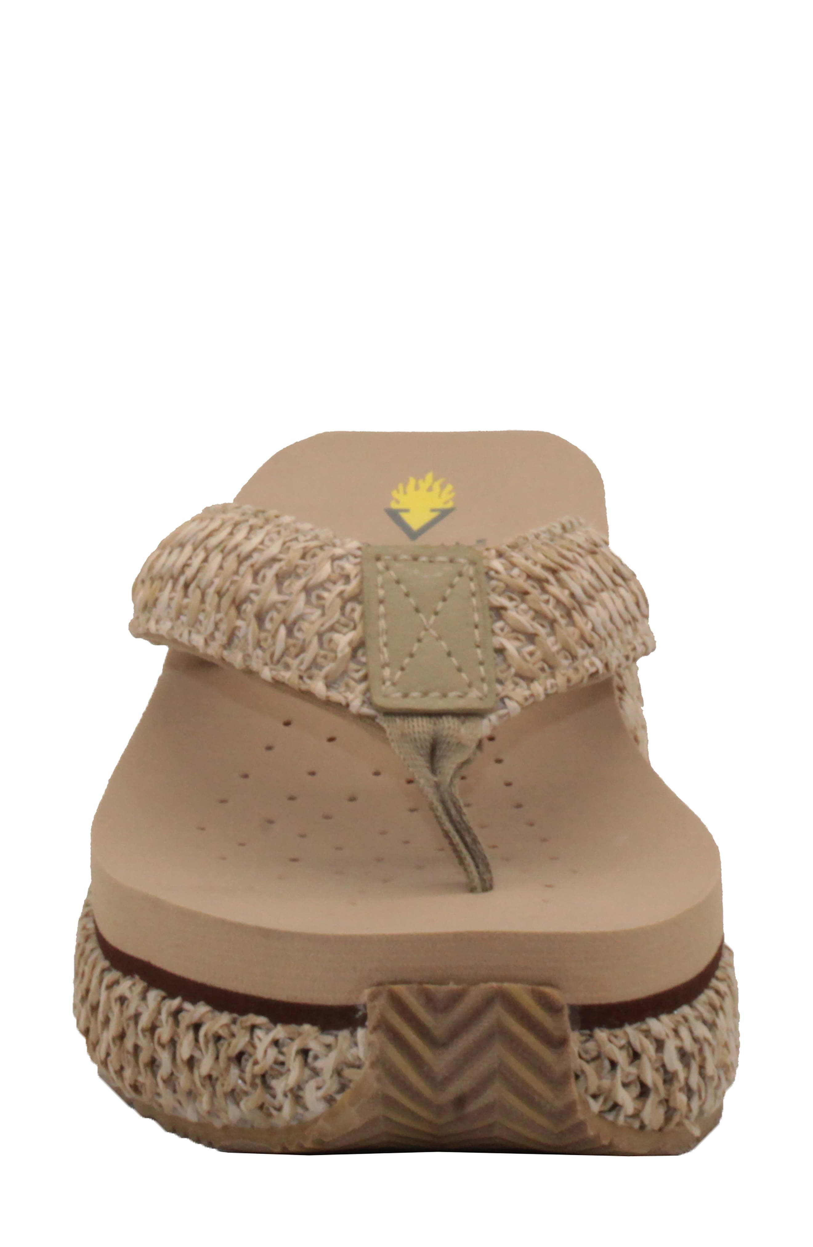 Volatile Island Platform Flip Flop, Alternate, color, Natural Raffia Fabric
