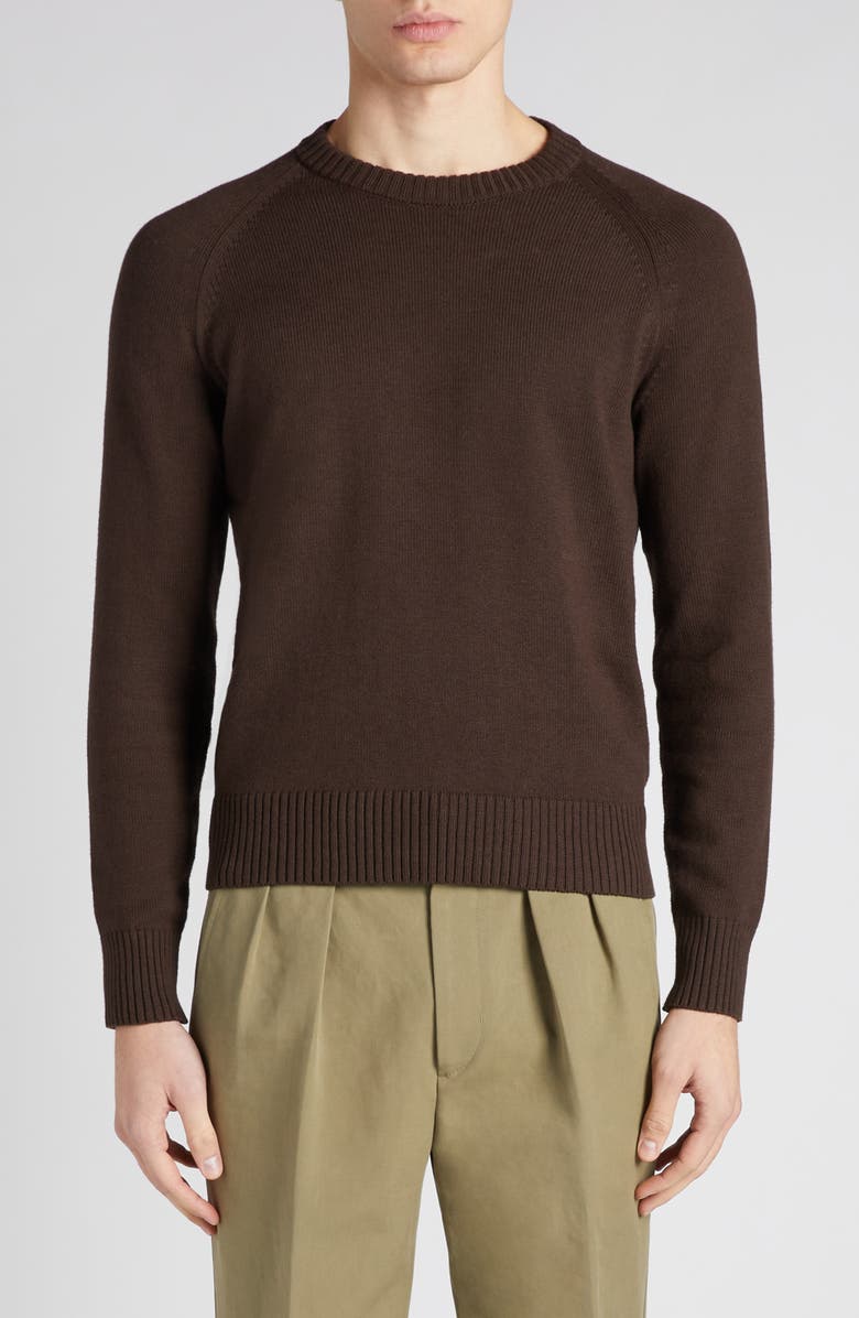 TOM FORD Cotton & Cashmere Crewneck Sweater, Main, color, Kb780 Ebony