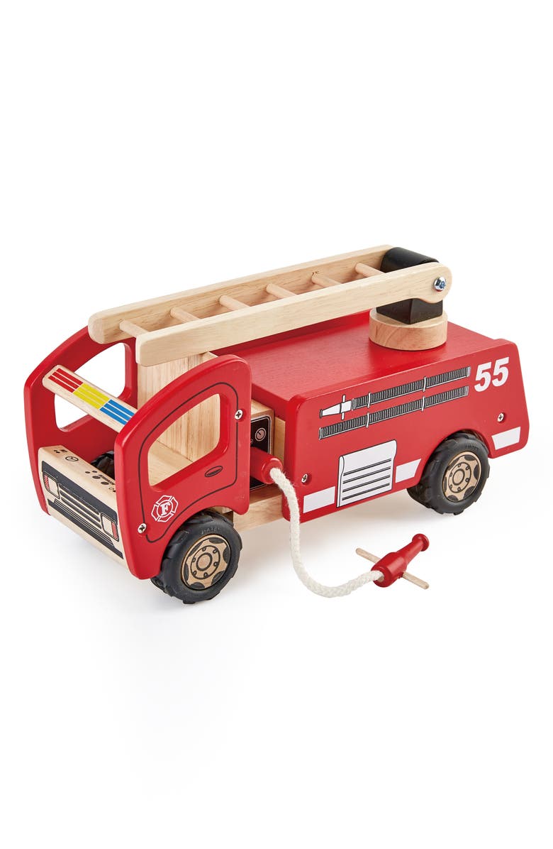 Pintoy Wood Toy Fire Engine, Main, color, Red