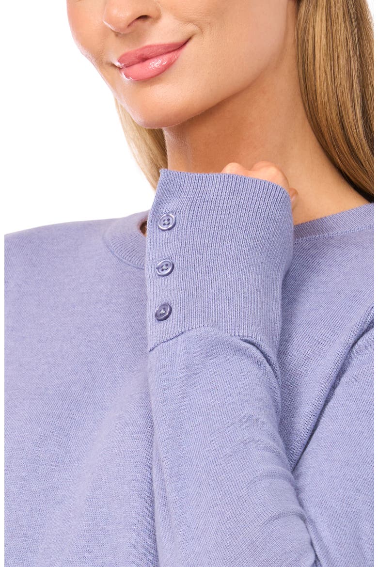 Button Cuff Crewneck Sweater, Alternate, color, STONEWASH