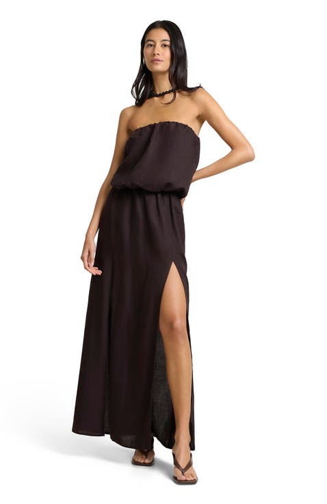 Air Linen High Slit Maxi Dress