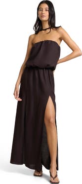 Onia Air Linen High Slit Maxi Dress