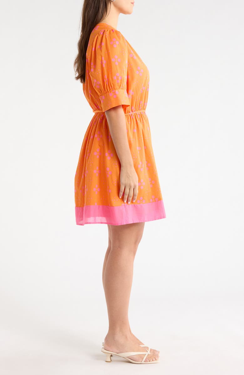 SUGARLIPS Donna Print Tie Waist Minidress, Alternate, color, Orange-Pink