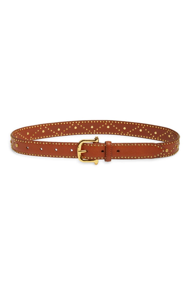 Embellished Leather Belt, Main, color, TAN