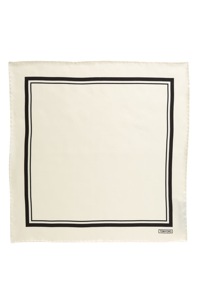 TOM FORD Framed Silk Pocket Square, Alternate, color, Off White