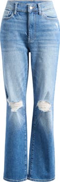 WARP+WEFT ASE Ripped High Waist Straight Leg Jeans