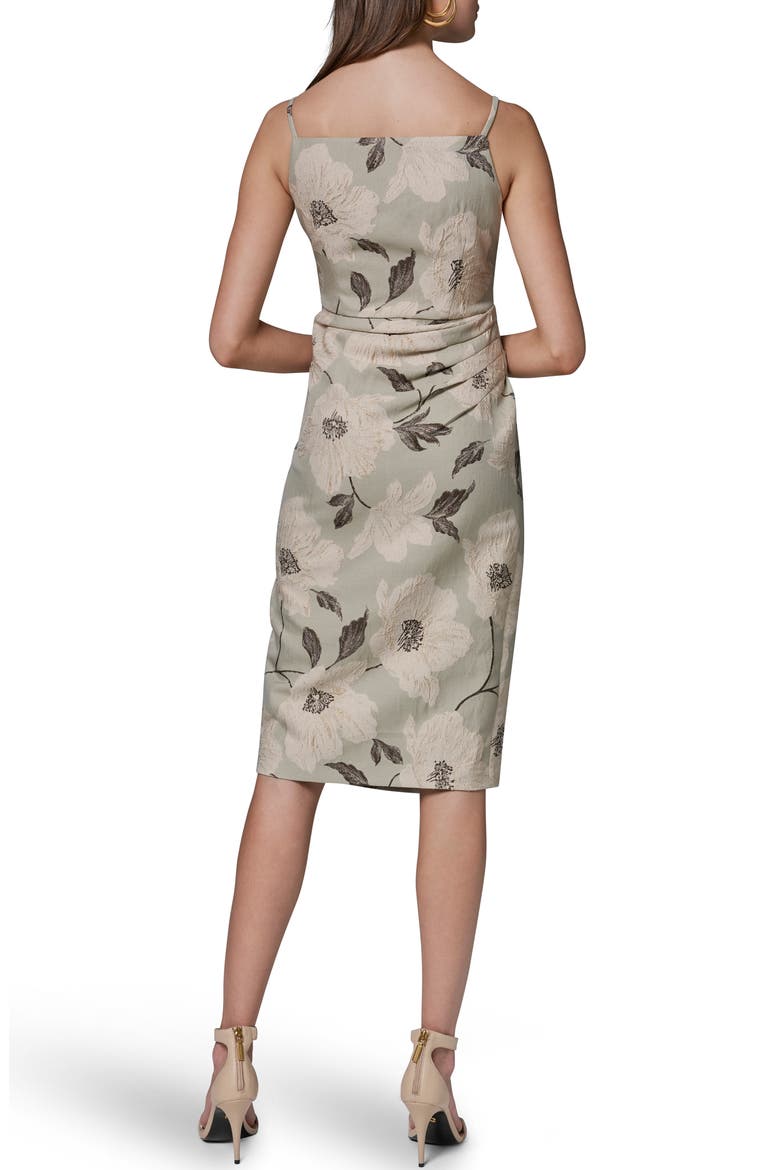 Metallic Floral Jacquard Sheath Dress, Alternate, color, AGAVE MULTI