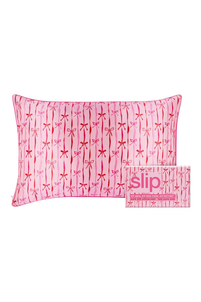 Pure Silk Queen Pillowcase, Main, color, STRAWBERRY CUPCAKE