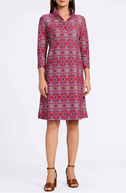 Tammy Tile Print Collared Dress