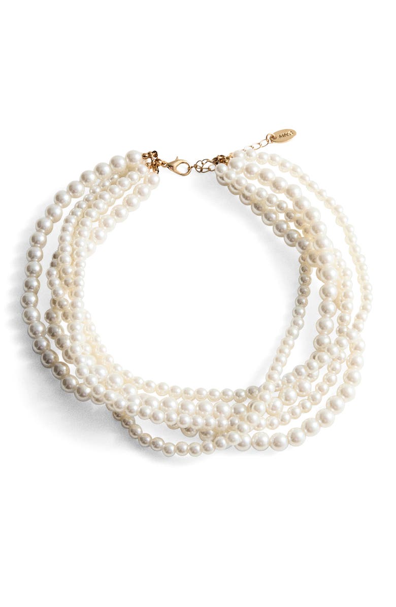 MANGO Faux Pearl Layered Necklace, Main, color, 