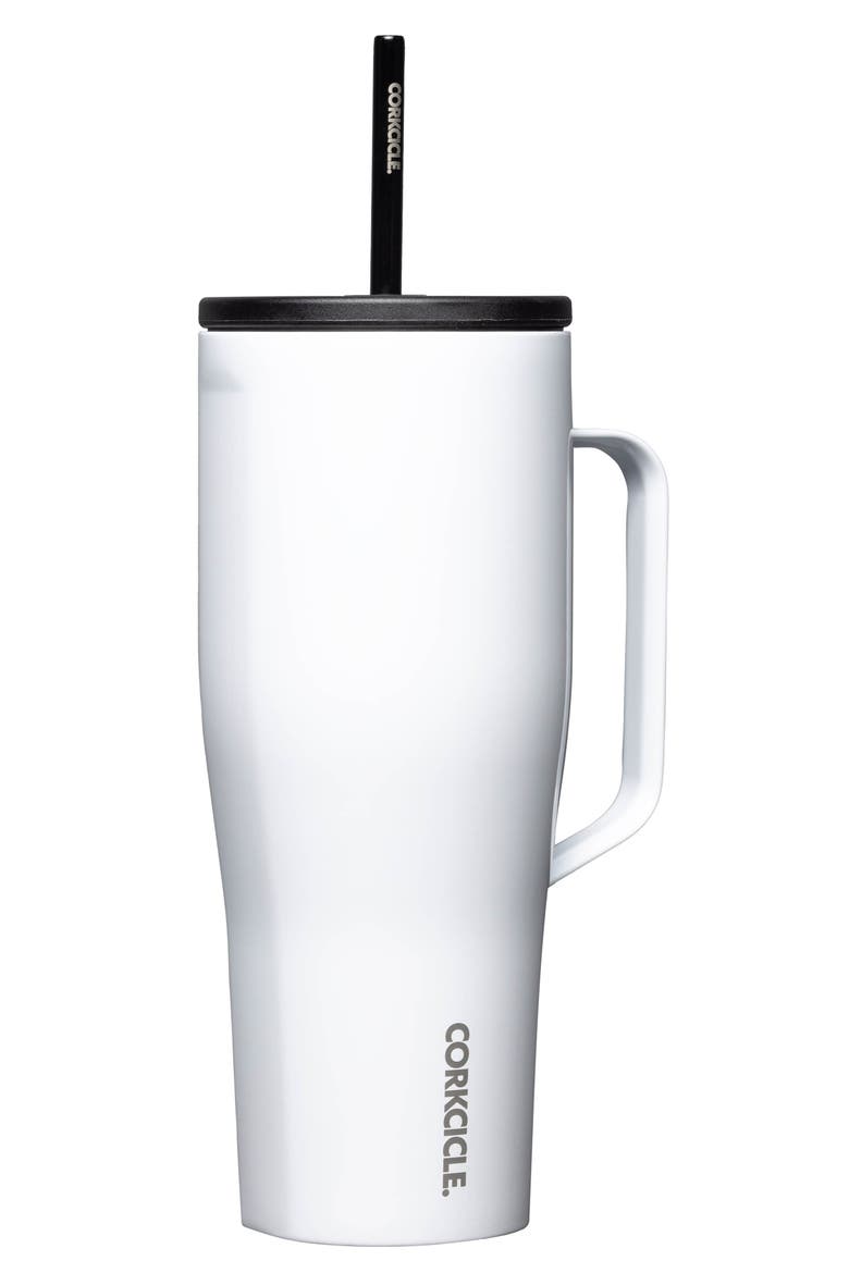 30-Ounce Insulated Cup with Straw, Alternate, color, GLOSS WHITE
