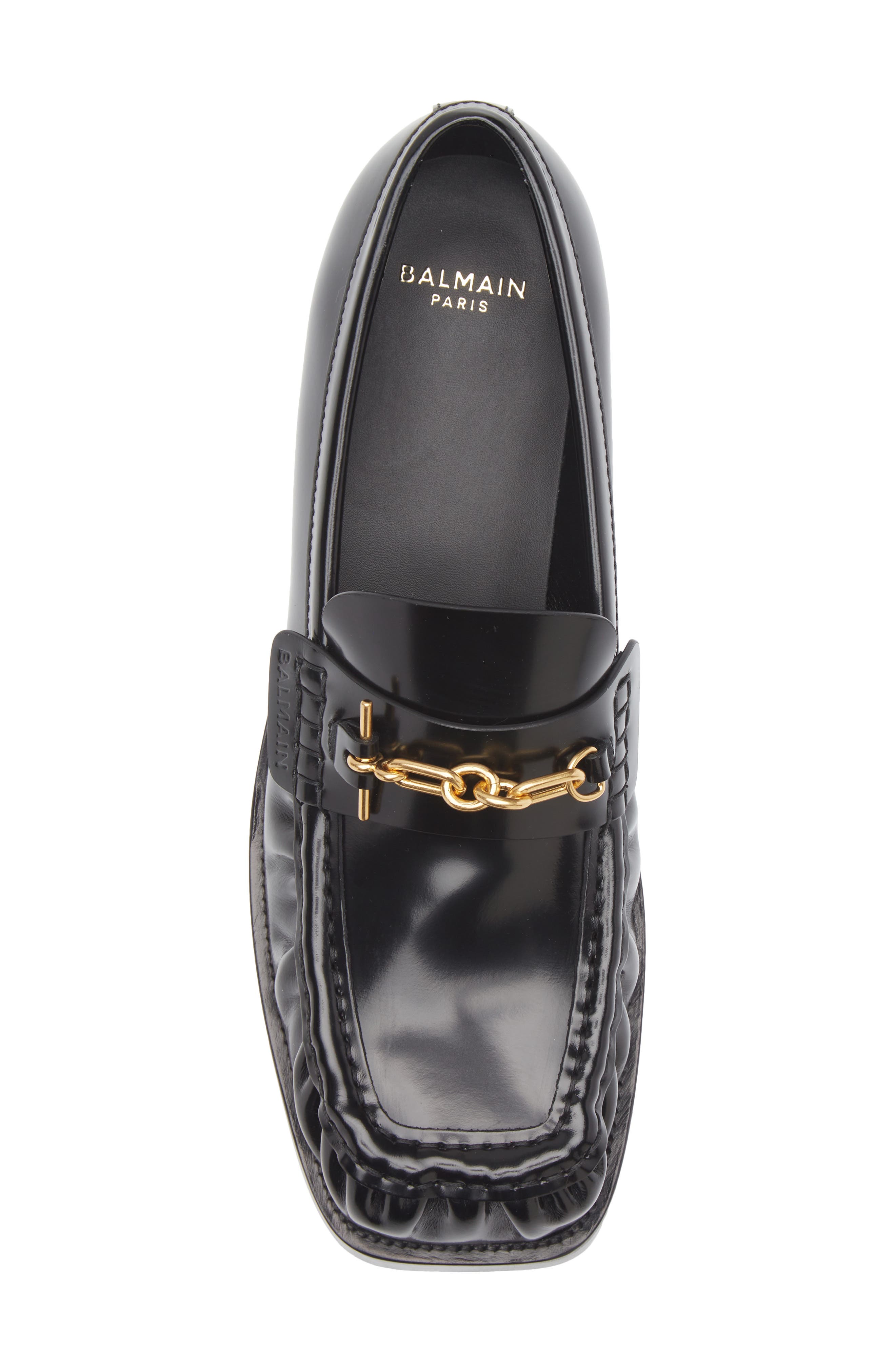 Balmain Sync Glazed Leather Loafer, Alternate, color, 0Pa Black