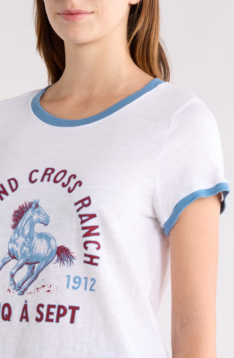 Cinq à Sept Diamond Cross Ranch Graphic Ringer T-Shirt, Alternate, color, White Multi