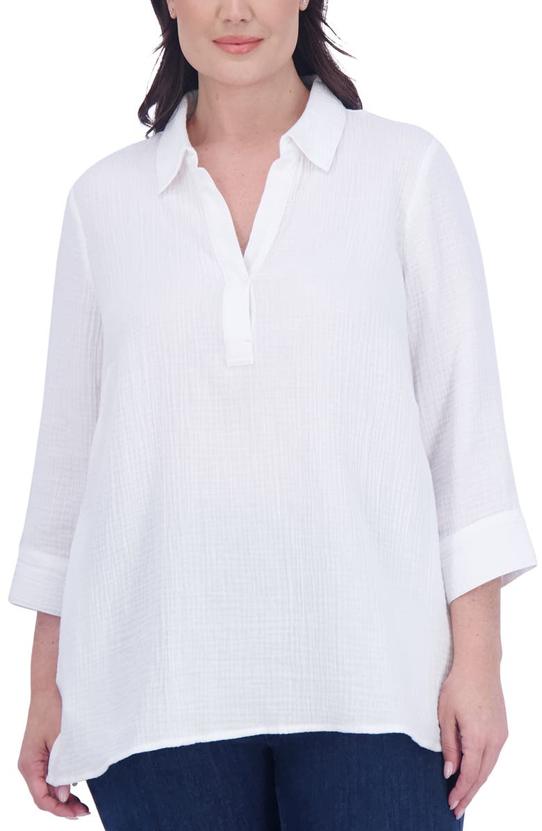 Foxcroft Sophia Cotton Gauze Popover Shirt, Main, color, 